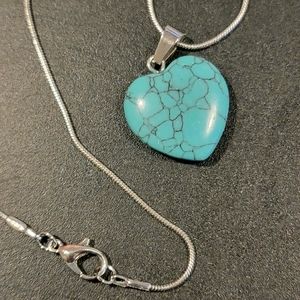 Turquoise heart on 925 silver plated necklace